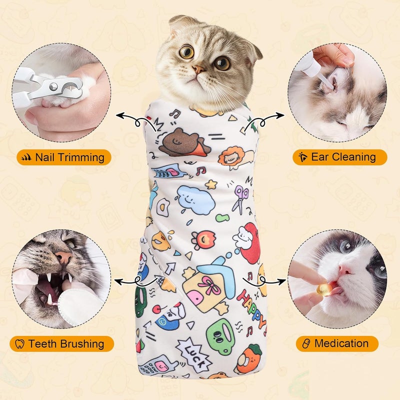 ondware Store 31.5 in Cat Wrap for Cutting Nails, Self-Adhesive Cat Grooming Wrap Anti-Escape Cat Restraint for Nail Clipping Cat Swaddle Wrap Cat Wrapping Cloth for Pet Cleaning and Beauty (Within 22 lbs) - Image 5